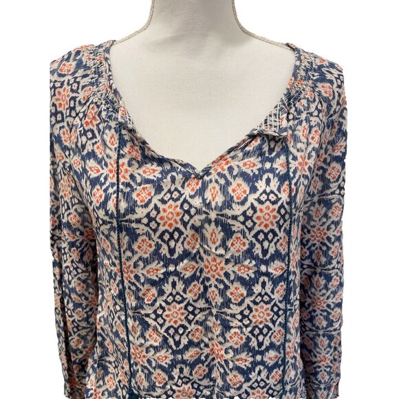 BEACH LUNCH LOUNGE Louisa Blue Coral Tassel Print Blouse Top Size Small (NWT) - Picture 5 of 8